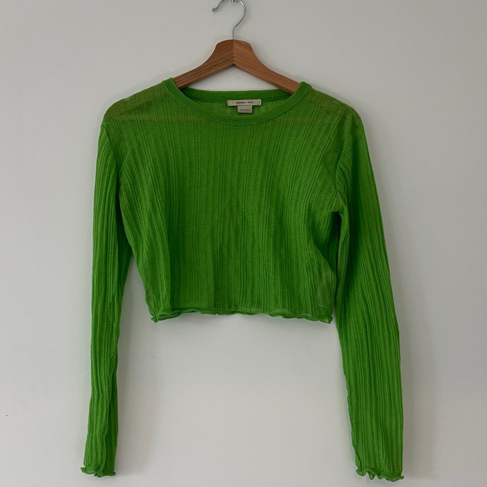Paloma Wool Vibrant Green Long Sleeve Crop Top